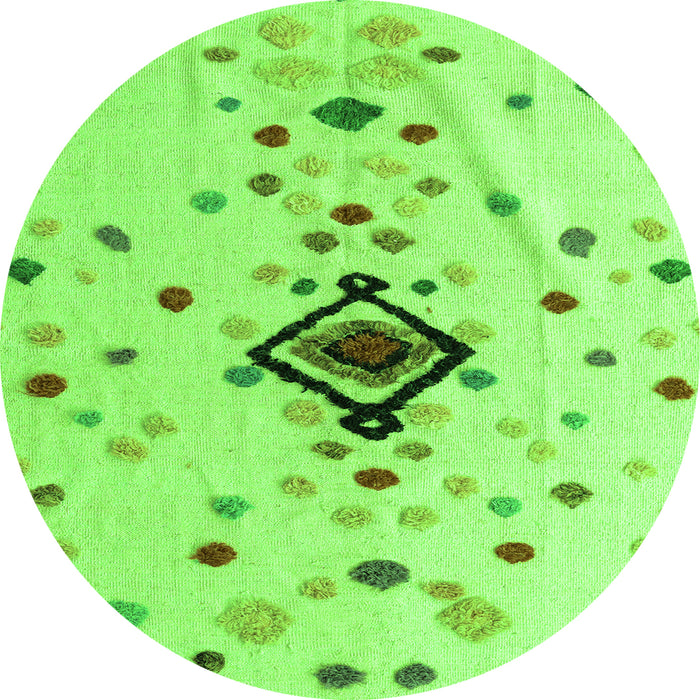 Round Abstract Green Modern Rug, abs4468grn