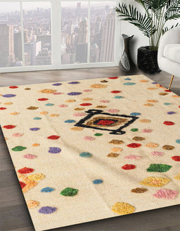 Machine Washable Abstract Khaki Gold Rug in a Family Room, wshabs4468