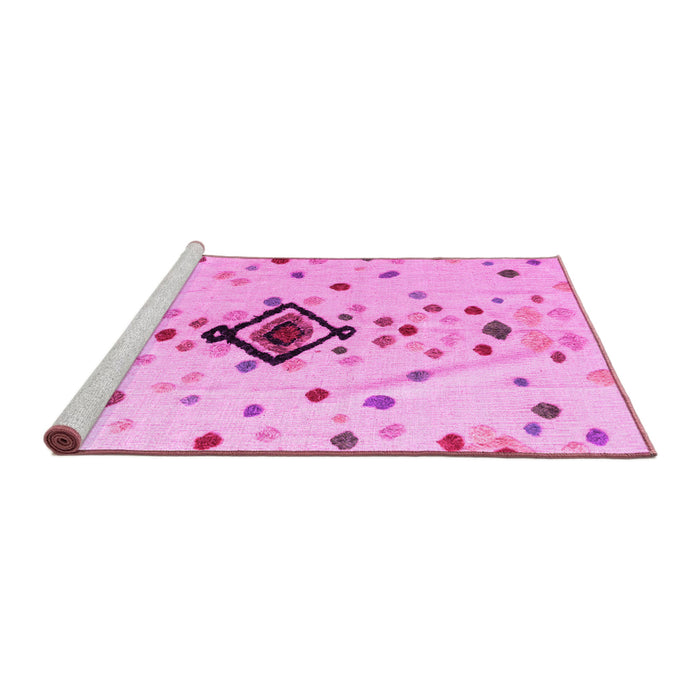 Sideview of Machine Washable Abstract Pink Modern Rug, wshabs4468pnk