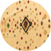 Round Machine Washable Abstract Brown Modern Rug, wshabs4468brn