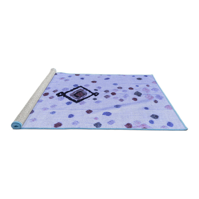 Sideview of Machine Washable Abstract Blue Modern Rug, wshabs4468blu