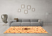 Machine Washable Abstract Orange Modern Area Rugs in a Living Room, wshabs4468org