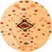 Round Machine Washable Abstract Orange Modern Area Rugs, wshabs4468org