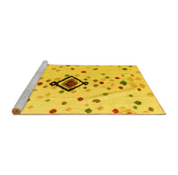Sideview of Machine Washable Abstract Yellow Modern Rug, wshabs4468yw