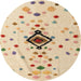 Round Machine Washable Abstract Khaki Gold Rug, wshabs4468