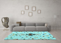 Machine Washable Abstract Light Blue Modern Rug, wshabs4468lblu