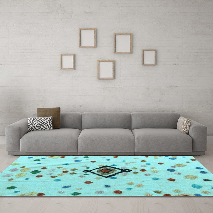Machine Washable Abstract Light Blue Modern Rug in a Living Room, wshabs4468lblu