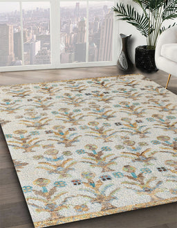 Machine Washable Abstract Grey Gray Rug in a Family Room, wshabs4469