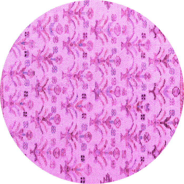 Round Machine Washable Abstract Pink Modern Rug, wshabs4469pnk