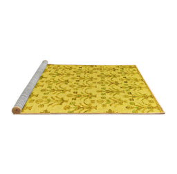 Sideview of Machine Washable Abstract Yellow Modern Rug, wshabs4469yw