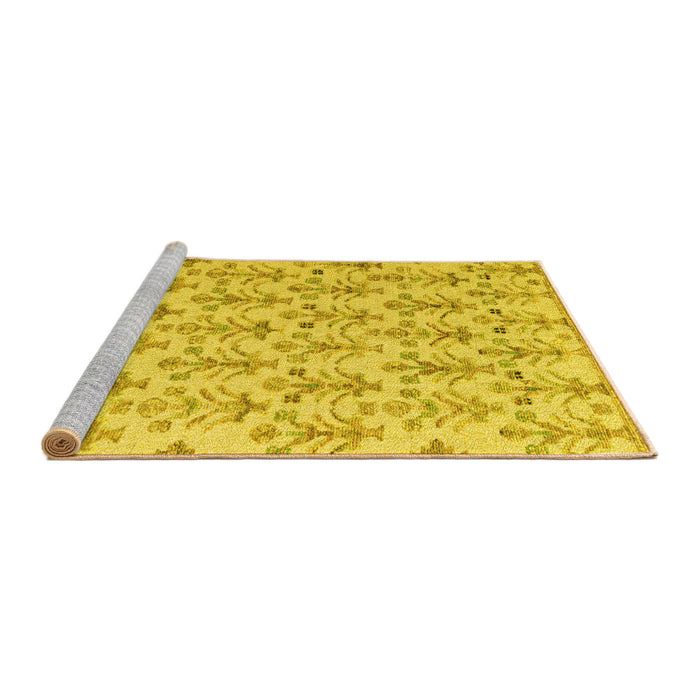 Sideview of Machine Washable Abstract Yellow Modern Rug, wshabs4469yw