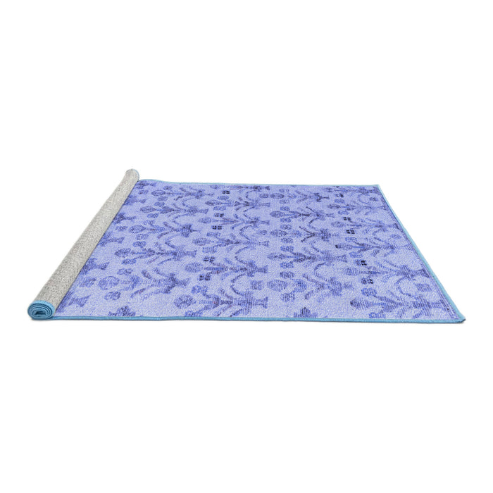Sideview of Machine Washable Abstract Blue Modern Rug, wshabs4469blu