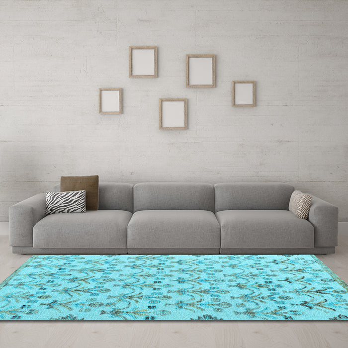 Machine Washable Abstract Light Blue Modern Rug in a Living Room, wshabs4469lblu
