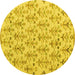 Round Abstract Yellow Modern Rug, abs4469yw