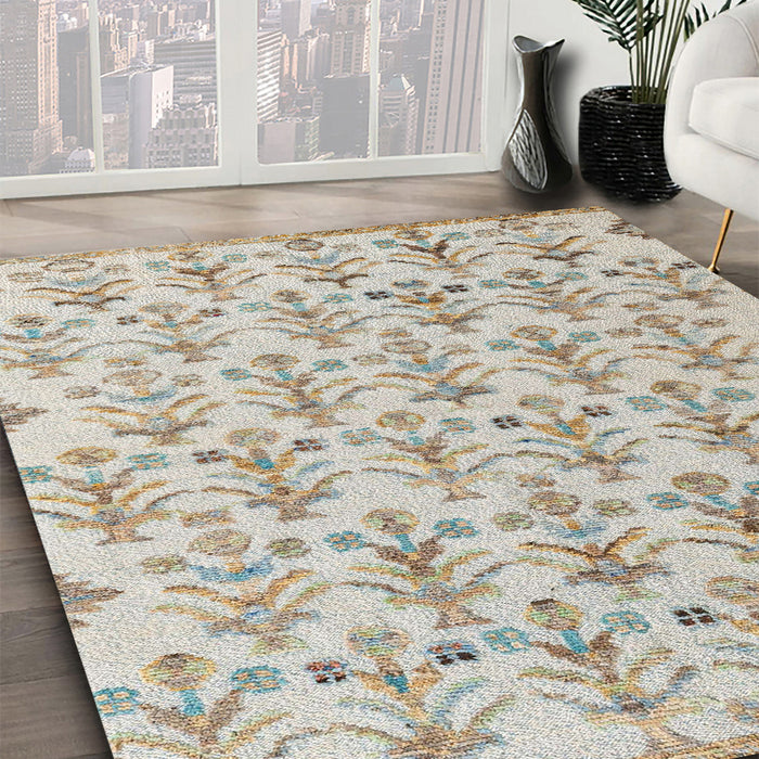 Abstract Gray Modern Rug in Family Room, abs4469