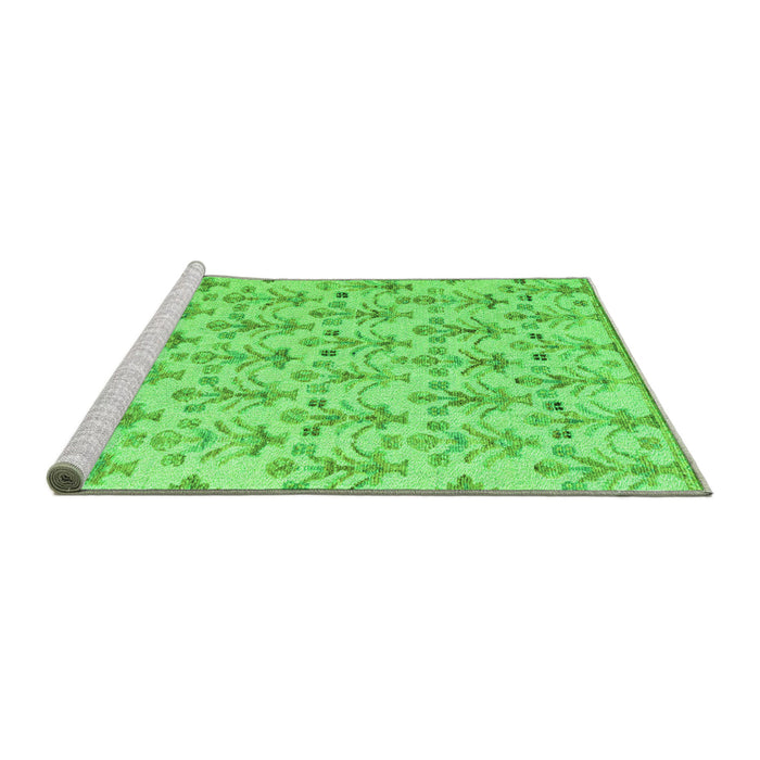 Sideview of Machine Washable Abstract Green Modern Area Rugs, wshabs4469grn