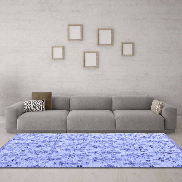 Machine Washable Abstract Blue Modern Rug in a Living Room, wshabs4469blu