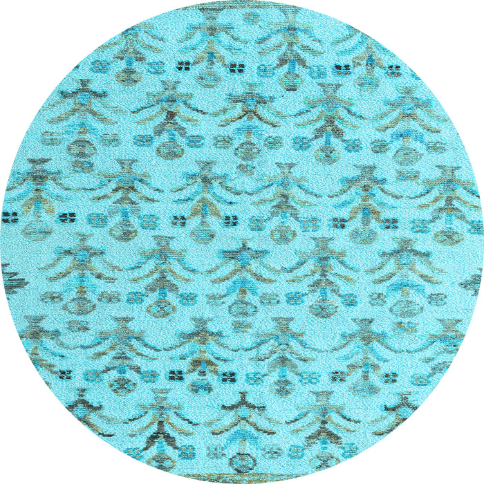Round Abstract Light Blue Modern Rug, abs4469lblu