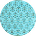 Round Abstract Light Blue Modern Rug, abs4469lblu