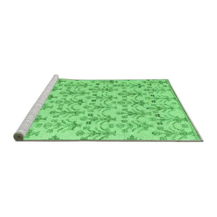 Sideview of Machine Washable Abstract Emerald Green Modern Area Rugs, wshabs4469emgrn