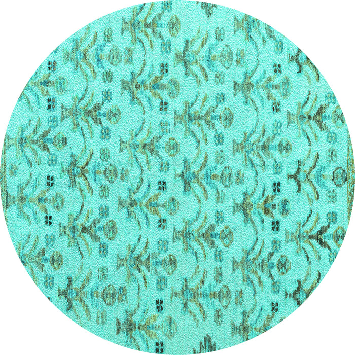 Round Abstract Turquoise Modern Rug, abs4469turq