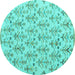 Round Abstract Turquoise Modern Rug, abs4469turq