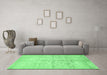 Machine Washable Oriental Emerald Green Traditional Area Rugs in a Living Room,, wshabs446emgrn