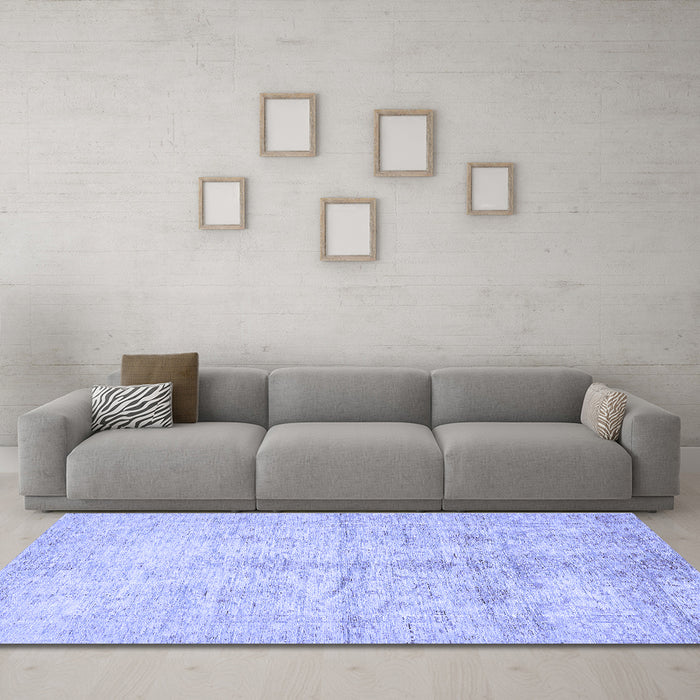 Machine Washable Oriental Blue Traditional Rug in a Living Room, wshabs446blu