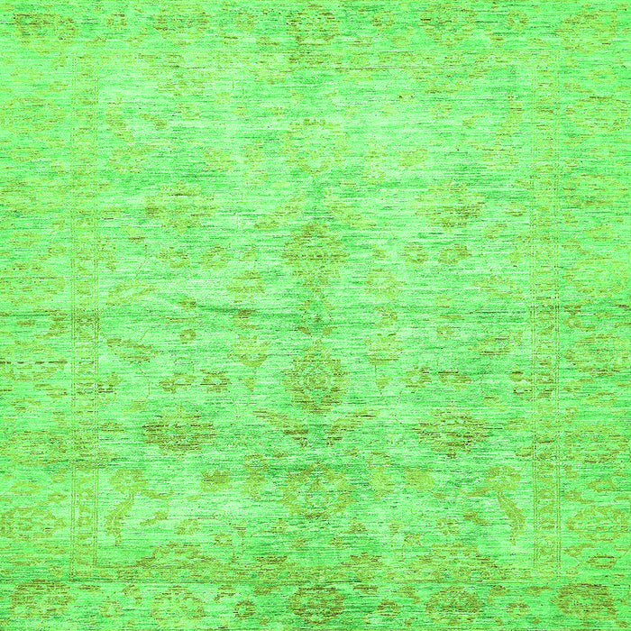 Square Machine Washable Oriental Green Traditional Area Rugs, wshabs446grn