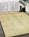 Machine Washable Abstract Metallic Gold Rug in a Family Room, wshabs446