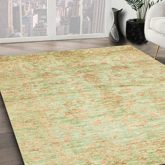 Machine Washable Abstract Metallic Gold Rug in a Family Room, wshabs446