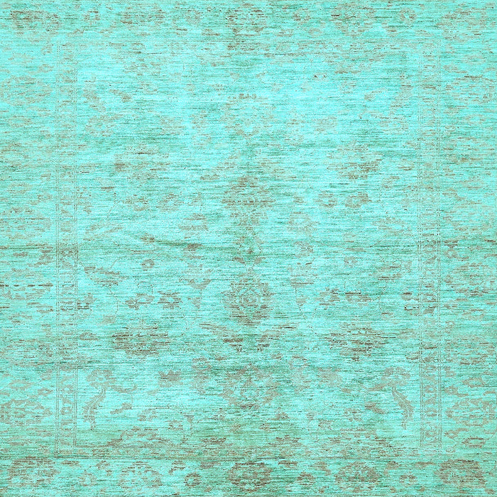 Square Machine Washable Oriental Light Blue Traditional Rug, wshabs446lblu