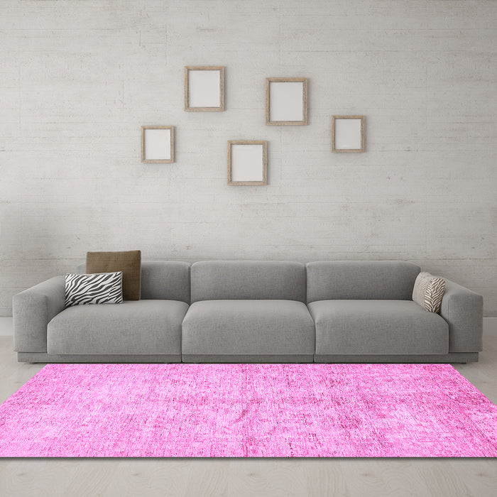 Machine Washable Oriental Pink Traditional Rug in a Living Room, wshabs446pnk