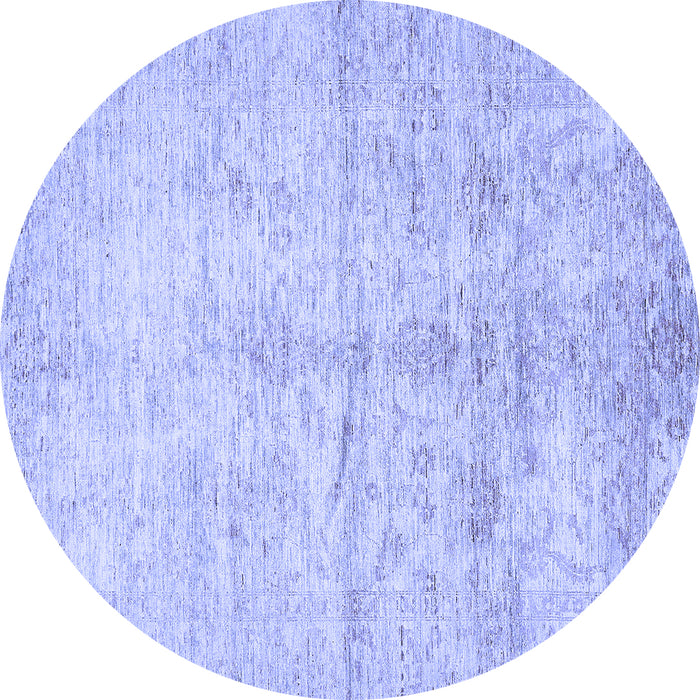 Round Machine Washable Oriental Blue Traditional Rug, wshabs446blu