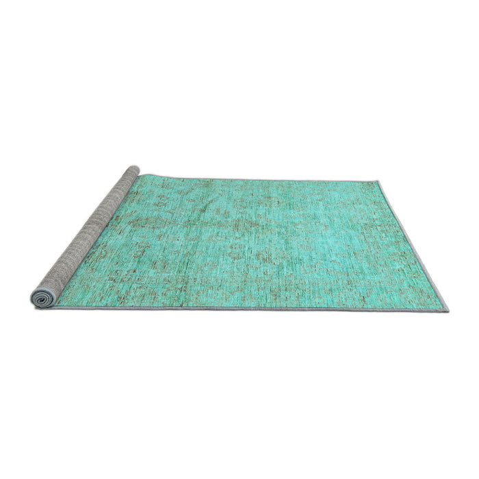 Sideview of Machine Washable Oriental Light Blue Traditional Rug, wshabs446lblu