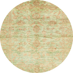 Round Abstract Metallic Gold Oriental Rug, abs446