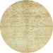 Round Abstract Metallic Gold Oriental Rug, abs446