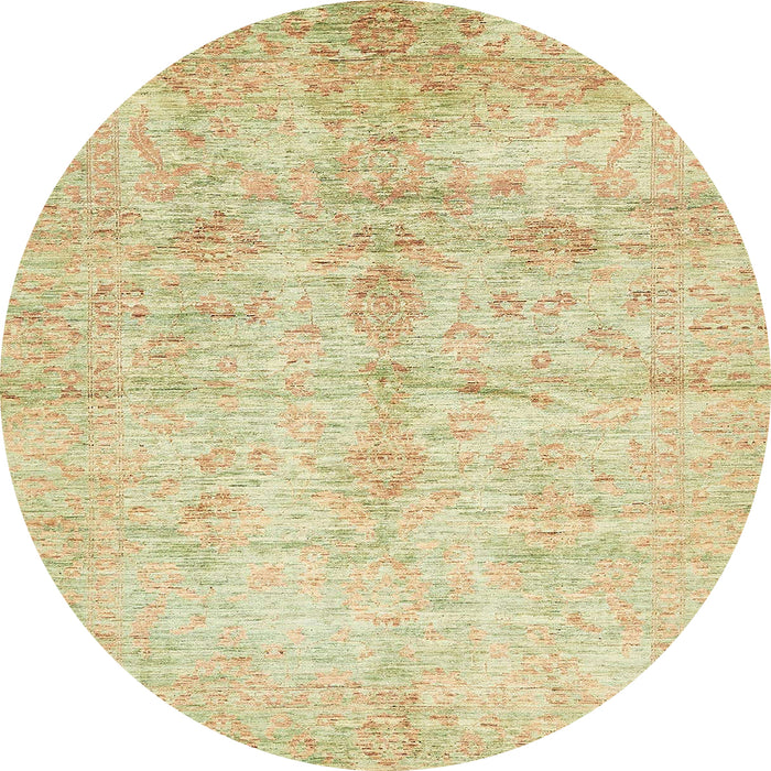 Round Machine Washable Abstract Metallic Gold Rug, wshabs446