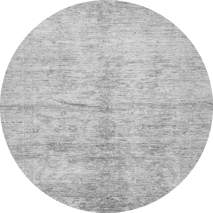 Round Machine Washable Oriental Gray Traditional Rug, wshabs446gry