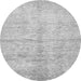 Round Machine Washable Oriental Gray Traditional Rug, wshabs446gry