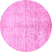 Round Oriental Pink Traditional Rug, abs446pnk