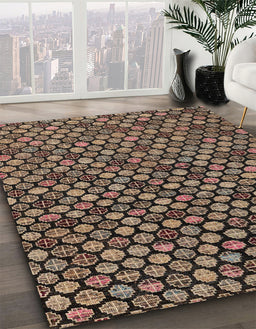 Abstract Red Modern Rug in Family Room, abs4470