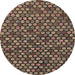 Round Machine Washable Abstract Night Red Rug, wshabs4470