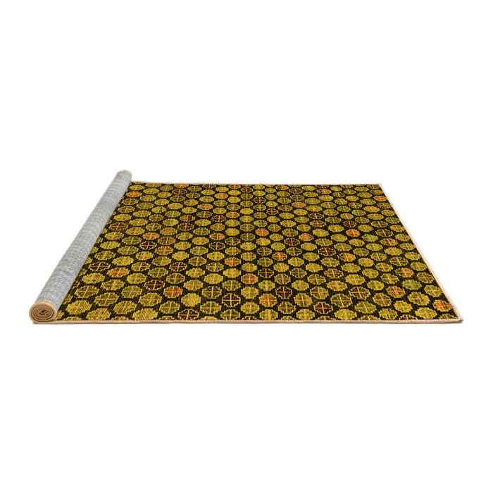 Sideview of Machine Washable Abstract Yellow Modern Rug, wshabs4470yw
