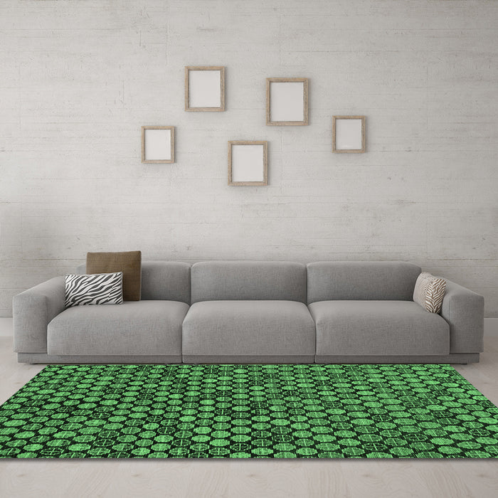 Machine Washable Abstract Emerald Green Modern Area Rugs in a Living Room,, wshabs4470emgrn