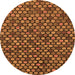 Round Machine Washable Abstract Orange Modern Area Rugs, wshabs4470org