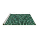 Sideview of Machine Washable Abstract Turquoise Modern Area Rugs, wshabs4470turq