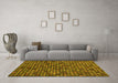 Machine Washable Abstract Yellow Modern Rug in a Living Room, wshabs4470yw