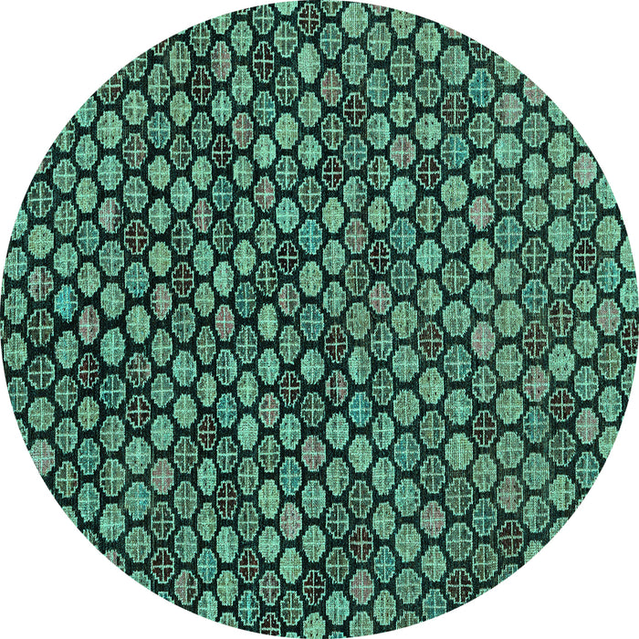 Round Machine Washable Abstract Turquoise Modern Area Rugs, wshabs4470turq