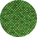 Round Machine Washable Abstract Green Modern Area Rugs, wshabs4470grn